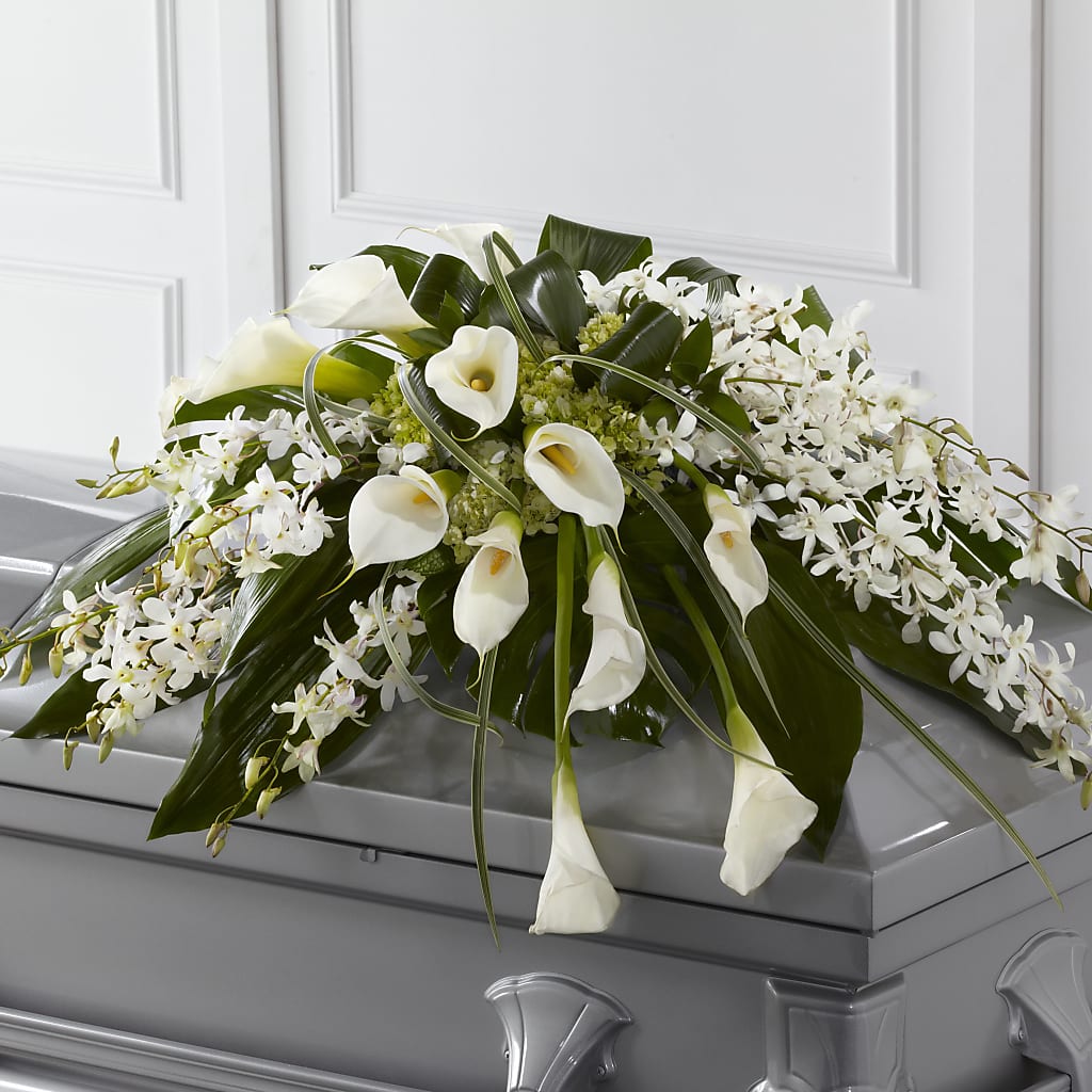 Angel Wings Casket Spray – Yellow Flower Dream, Surprise AZ