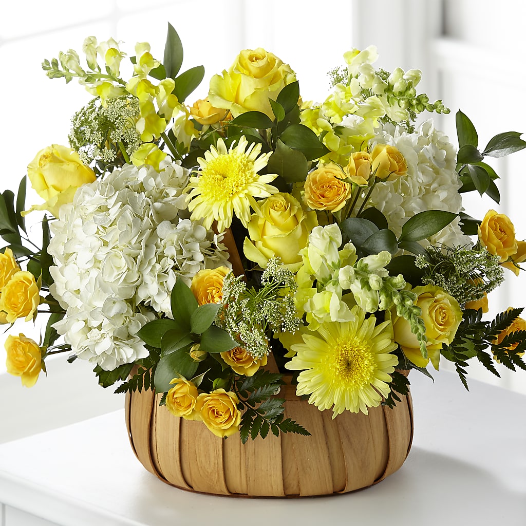 Rustic Remembrance Basket – Yellow Flower Dream, Surprise AZ