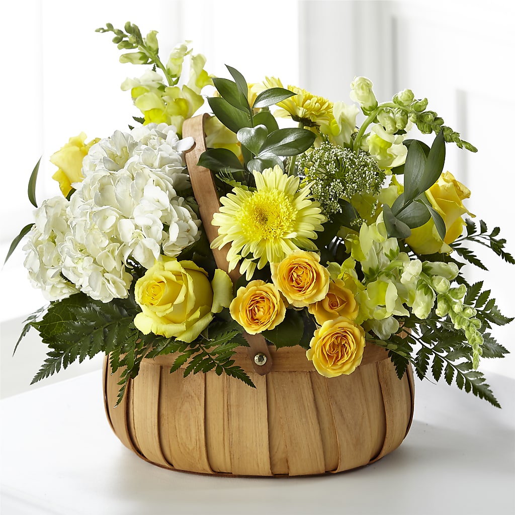 Rustic Remembrance Basket – Yellow Flower Dream, Surprise AZ