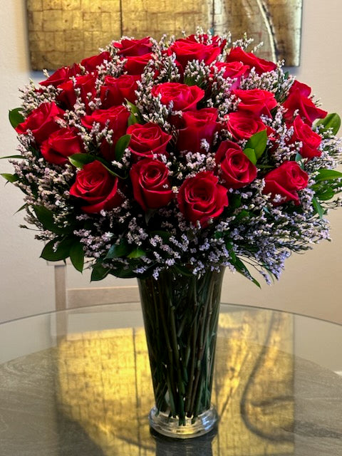 24 long stem red roses for any event