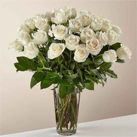 Long Stem White Rose Bouquet –  Yellow Flower Dream, Surprise AZ