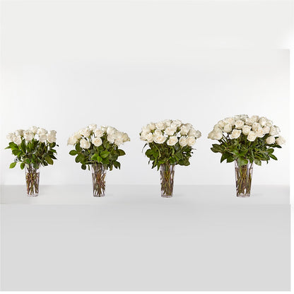 Long Stem White Rose Bouquet –  Yellow Flower Dream, Surprise AZ
