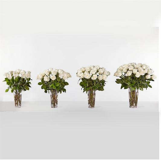 Long Stem White Rose Bouquet –  Yellow Flower Dream, Surprise AZ