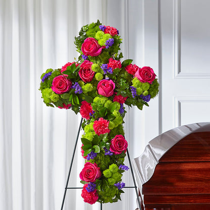 Tribute Rose Floral Cross –  Yellow Flower Dream, Surprise AZ