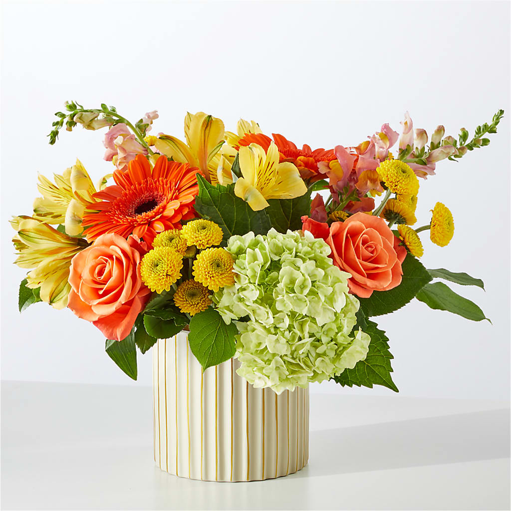 Autumn Sunshine Bouquet with Ivory Vase –  Yellow Flower Dream, Surprise AZ