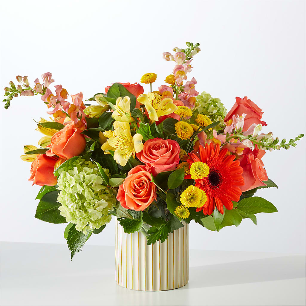Autumn Sunshine Bouquet with Ivory Vase –  Yellow Flower Dream, Surprise AZ