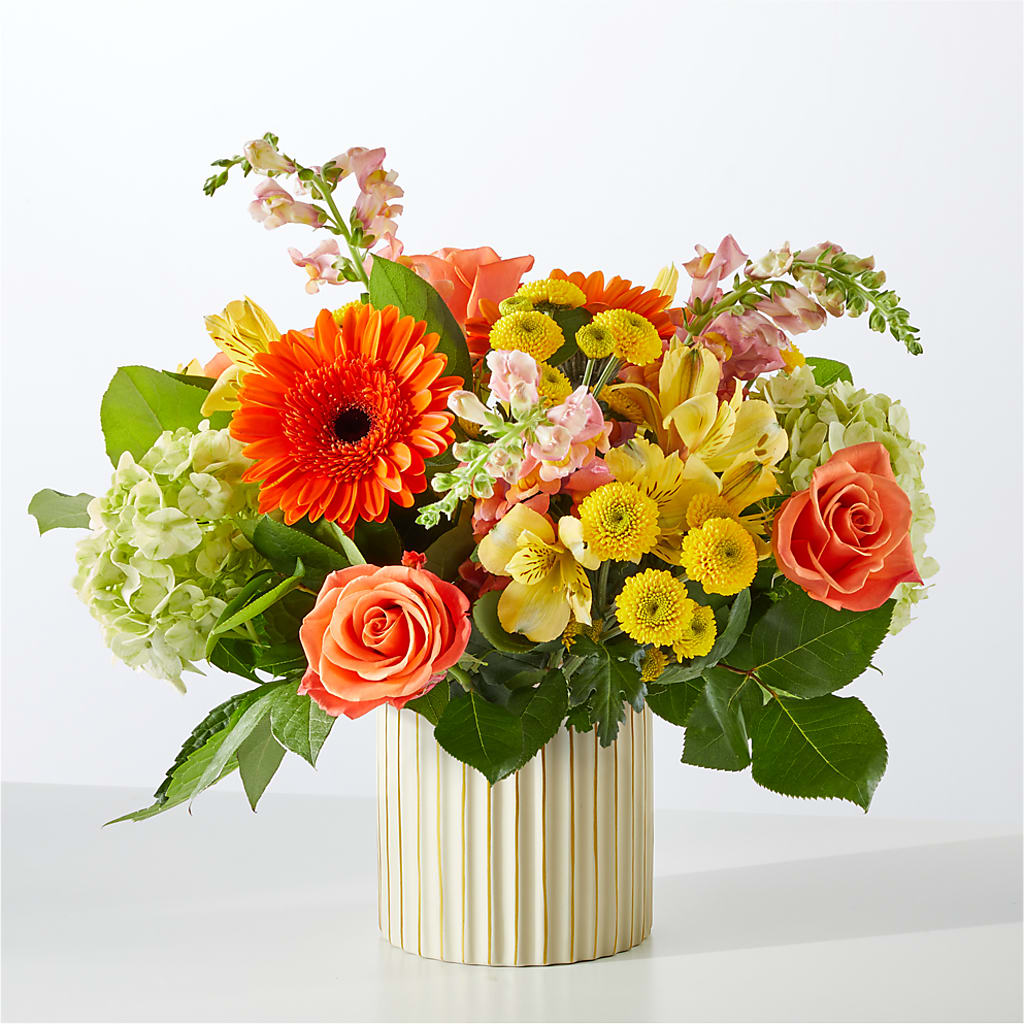Autumn Sunshine Bouquet with Ivory Vase –  Yellow Flower Dream, Surprise AZ