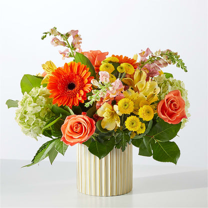 Autumn Sunshine Bouquet with Ivory Vase –  Yellow Flower Dream, Surprise AZ