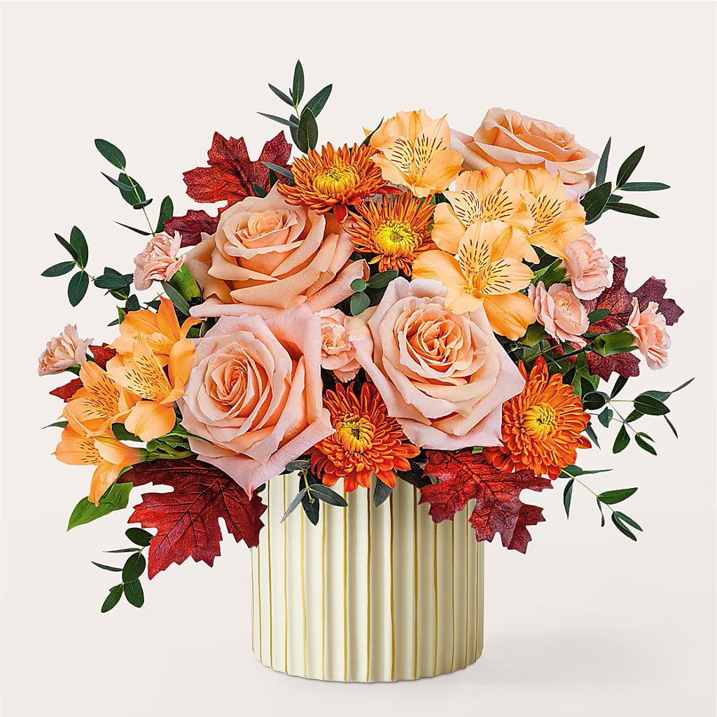 Spiced Latte Bouquet with Ivory Vase –  Yellow Flower Dream, Surprise AZ