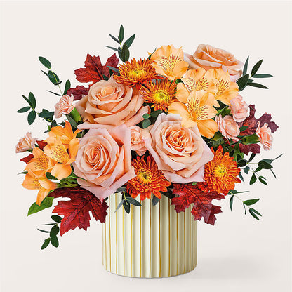 Spiced Latte Bouquet with Ivory Vase –  Yellow Flower Dream, Surprise AZ