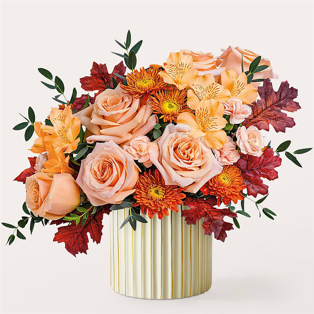 Spiced Latte Bouquet with Ivory Vase –  Yellow Flower Dream, Surprise AZ