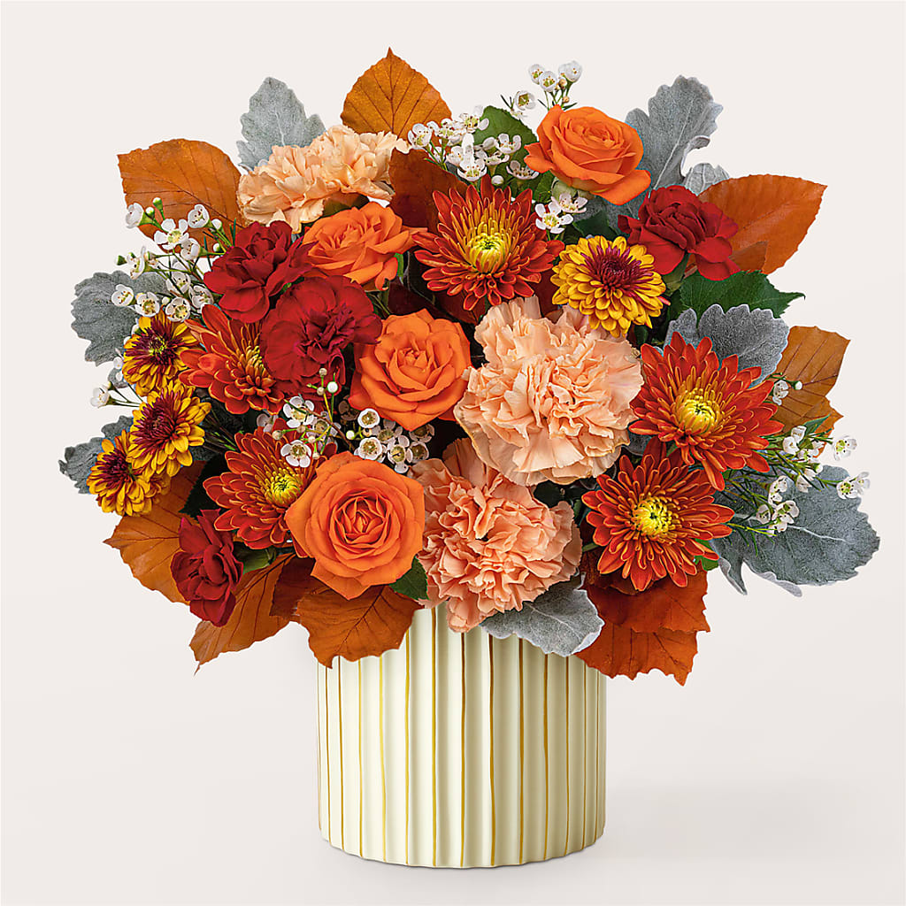 Merlot Bouquet with Ivory Vase –  Yellow Flower Dream, Surprise AZ