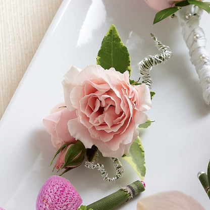 Pink Spray Rose Boutonniere –  Yellow Flower Dream, Surprise AZ
