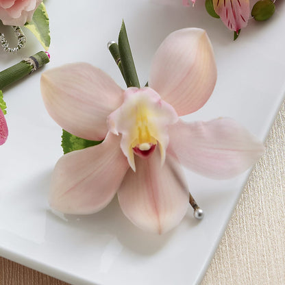 Pink Cymbidium Boutonniere –  Yellow Flower Dream, Surprise AZ