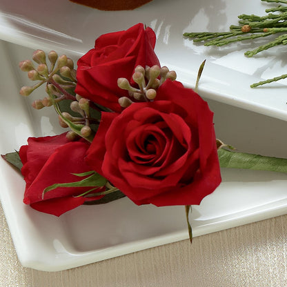 Red Spray Rose Boutonniere –  Yellow Flower Dream, Surprise AZ