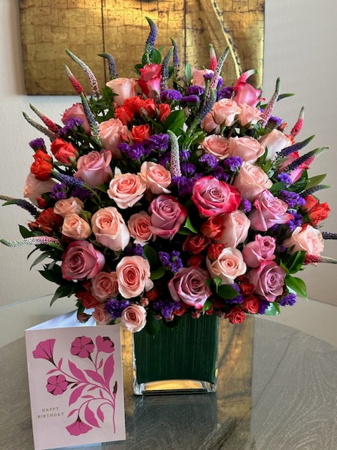 Pink and lavender roses for birthday