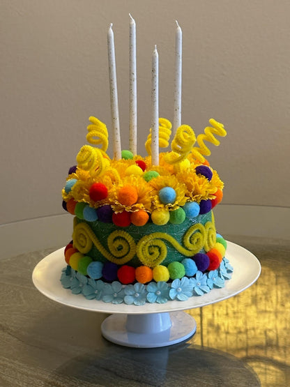 Hand crafted artificial birthday cake