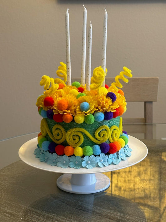 Hand crafted artificial birthday cake