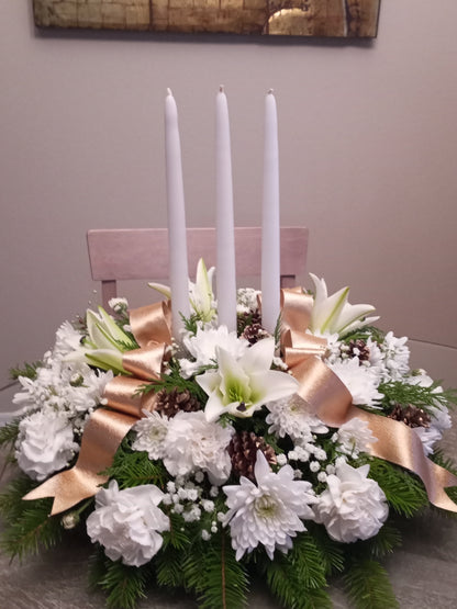 The pure white centerpiece –  Yellow Flower Dream, Surprise AZ